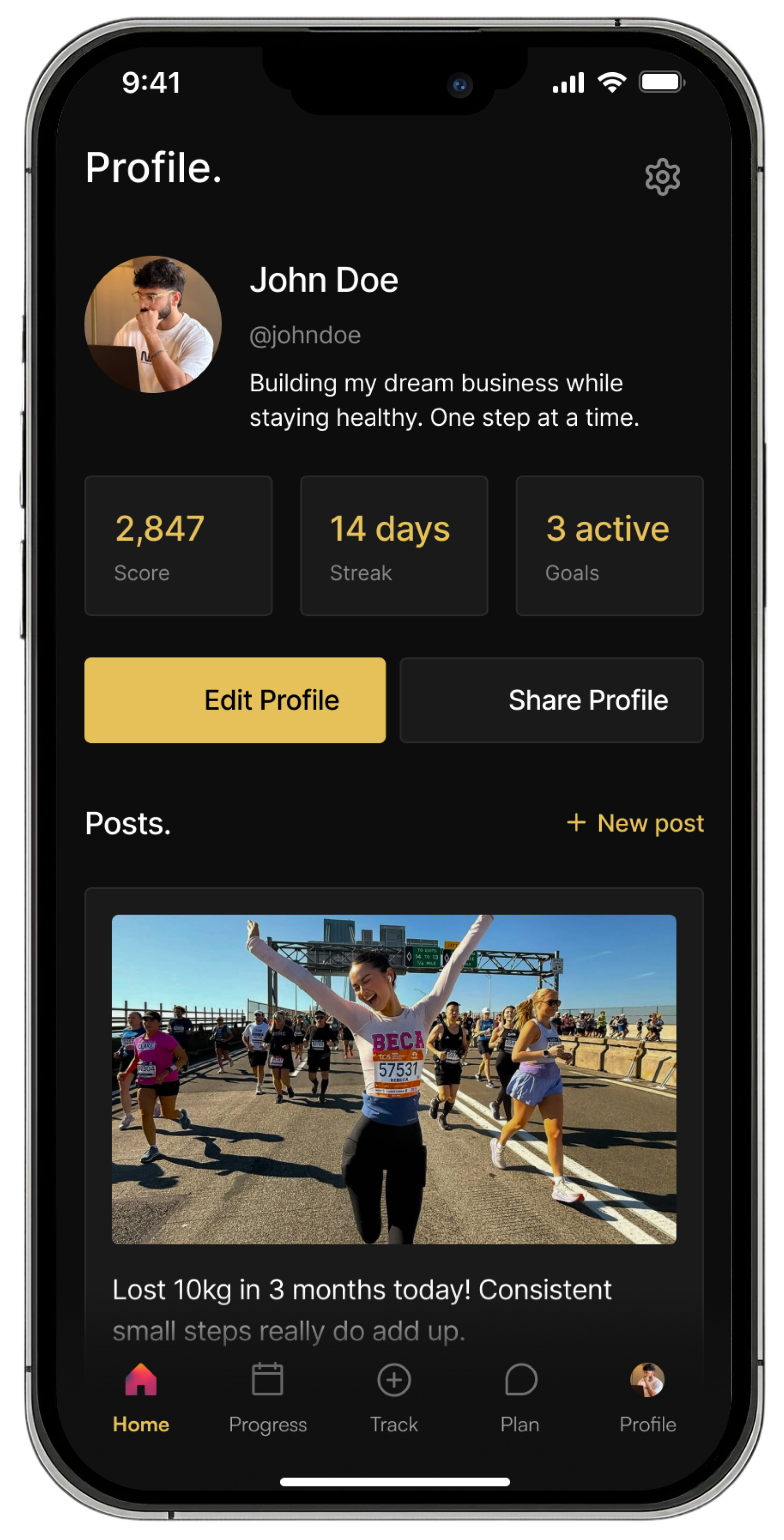 vest self app — share progress